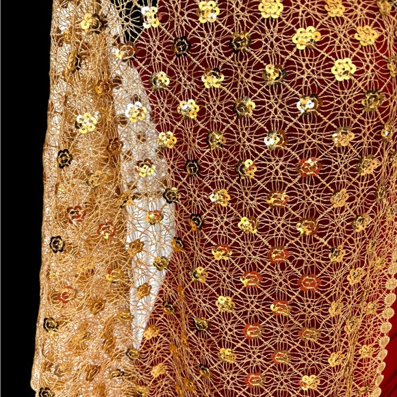 Sequin Open Weave Scarf Evening Shawl Gold Silver - Picture 14 of 15